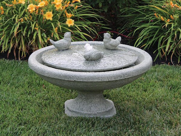Singing Birds Oval Fountain With Light Cement Heavy Duty Statuary